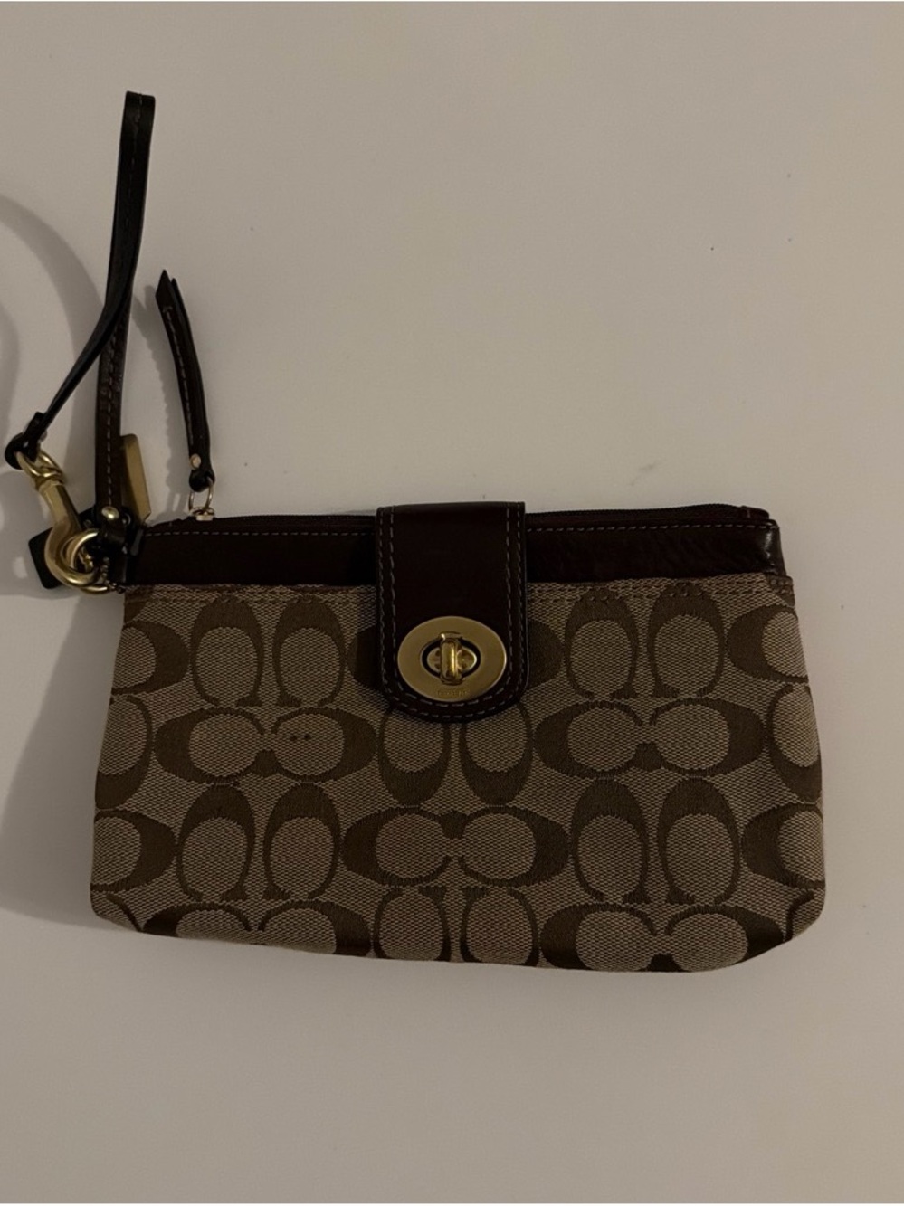 Vintage Coach Signature Canvas Wristlet in Brown